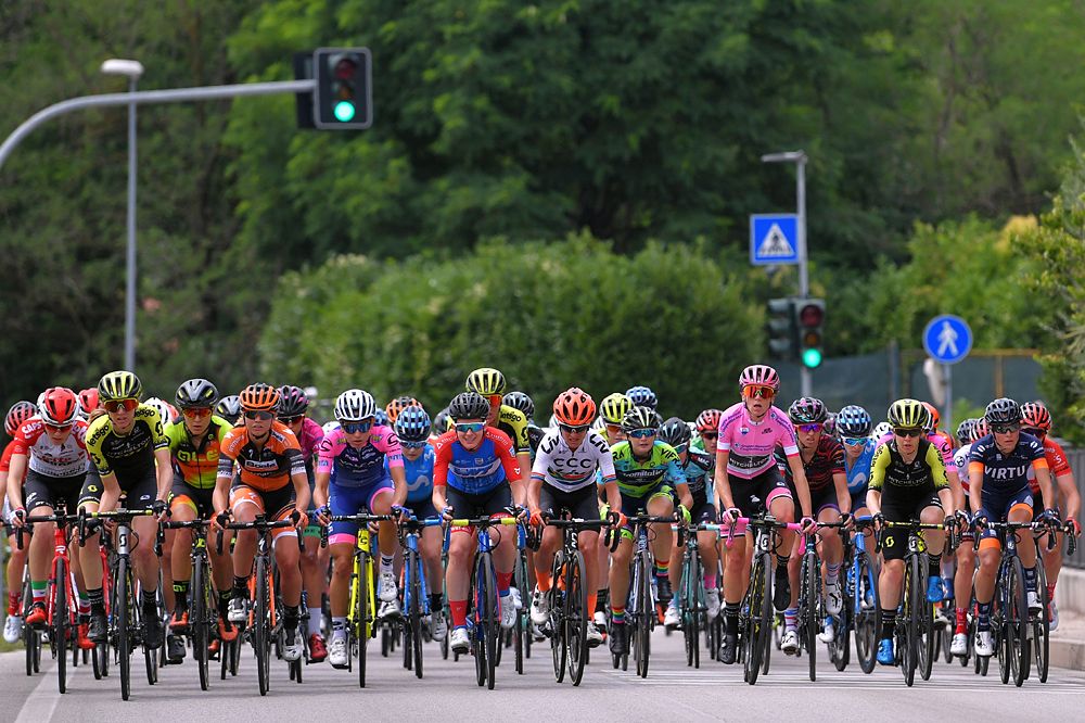 Annemiek van Vleuten (Mitchelton-Scott) at the front of the peloton during stage 7 at the Giro Rosa