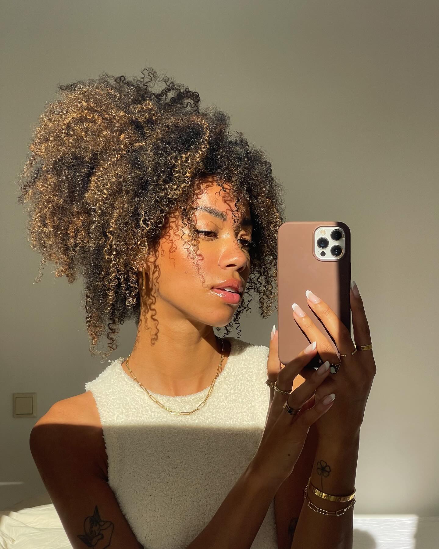 Creator Amaka Hamelijnck with Biscoff bronde hair.