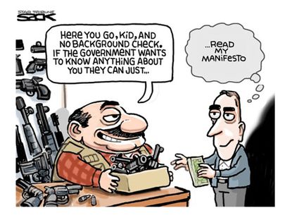 Editorial cartoon gun control Santa Barbara shooting