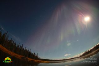 The Canadian Space Agency's AuroraMax camera snapped this amazing view of the northern lights from Yellowknife, Canada, on Oct. 1, 2012.