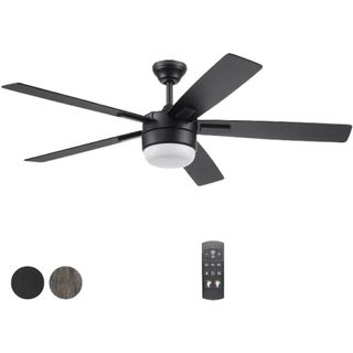 black color-changing ceiling fan with remote control