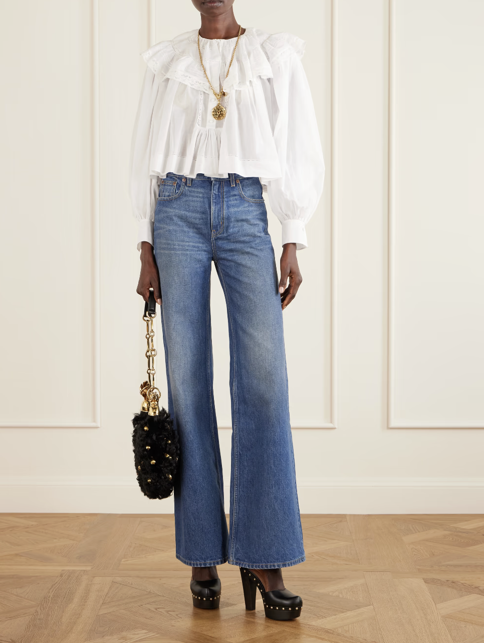 CHLO&amp;Eacute;, Ruffled cotton-voile blouse