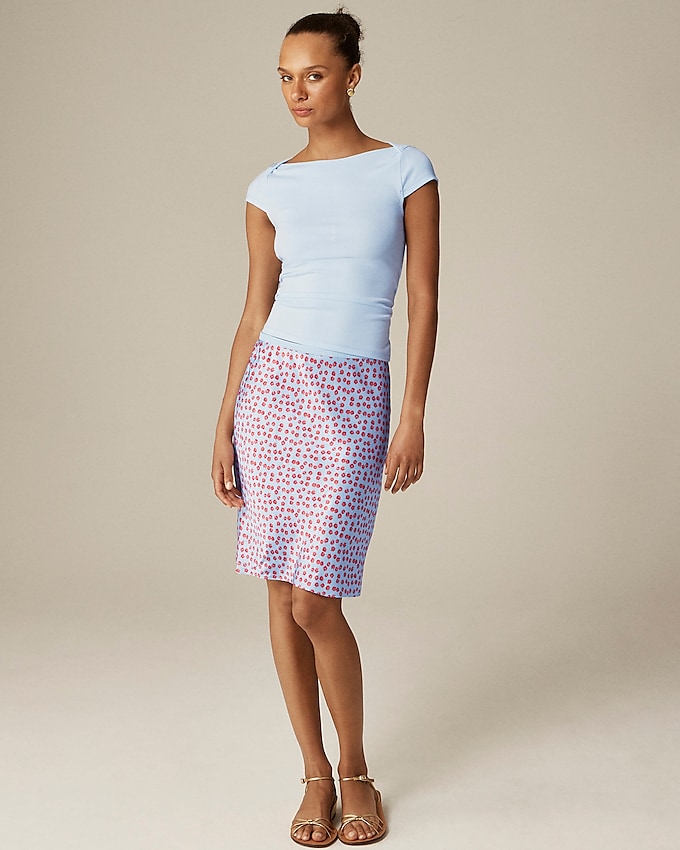 Gwen Knee-Length Slip Skirt in Summer Fields Print