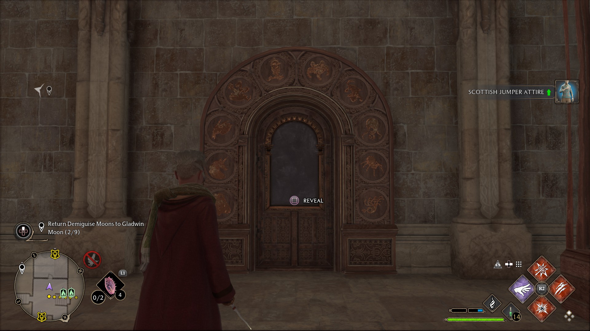 Porte de puzzle Hogwarts Legacy dans la longue galerie