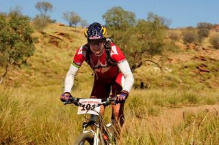 Rebecca Rusch (Specialized) racing on day 1 of the Red Centre MTB Enduro.