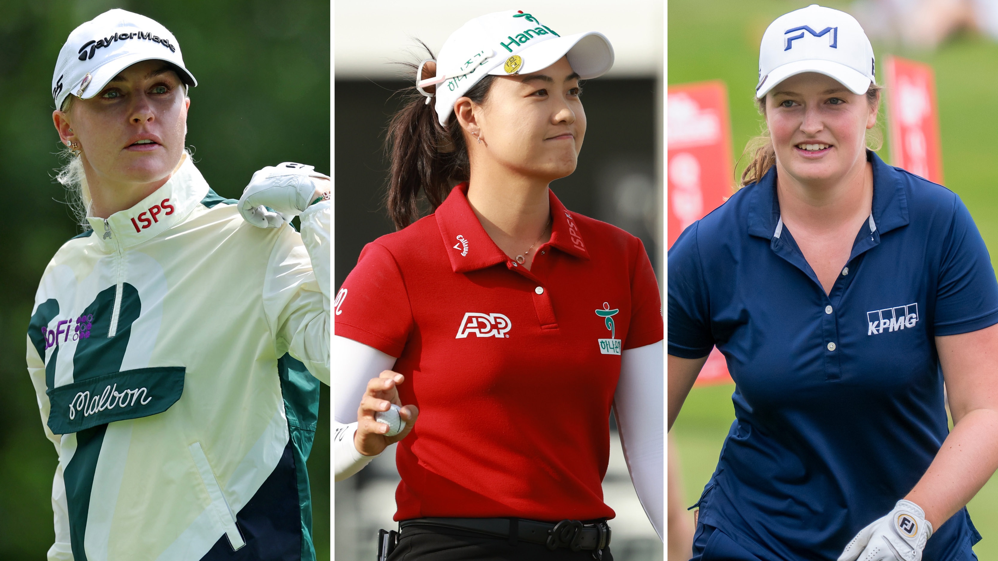 Charley Hull, Minjee Lee and Lottie Woad react to shots