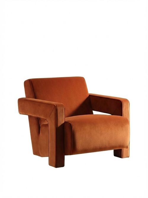 Brompton Sculptural Armchair in Rust Velvet