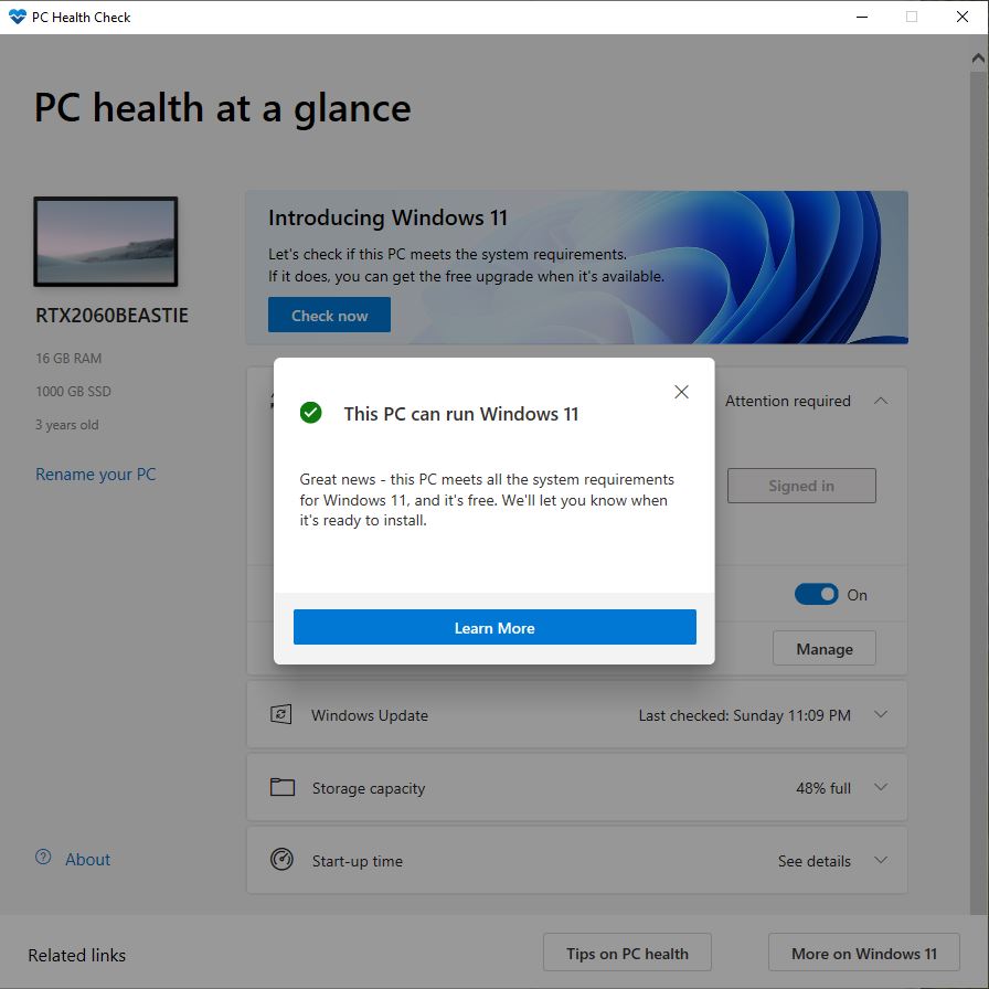 Windows 11 compatibility checking