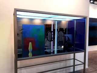Glass display with various artwork