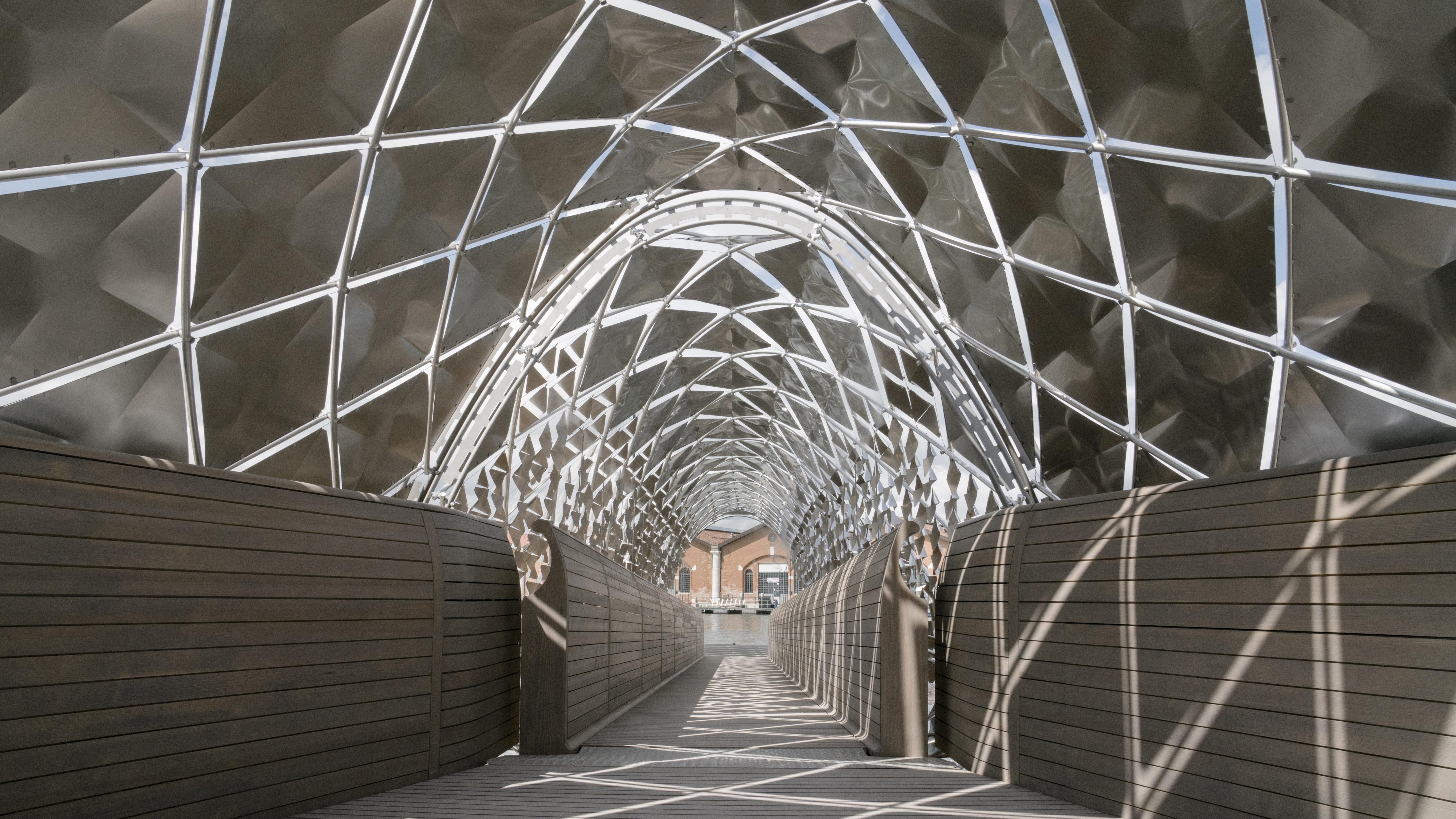 Modernist architectural bridge installed in Venice