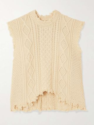 Frayed Cable-Knit Cotton Vest