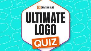 ultimate logo quiz text in a lozenge on a blue background