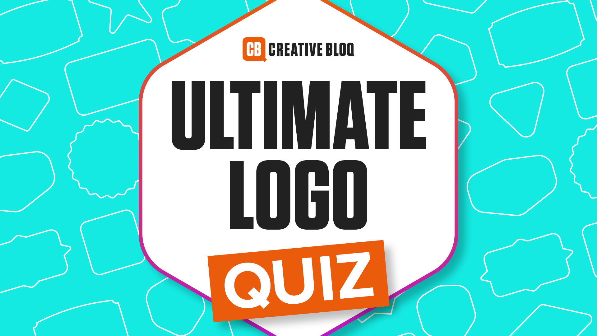 ultimate logo quiz text in a lozenge on a blue background