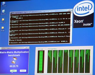 The newly upgraded server is running Intel's matrix multiplication benchmark.
