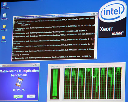 The newly upgraded server is running Intel's matrix multiplication benchmark.