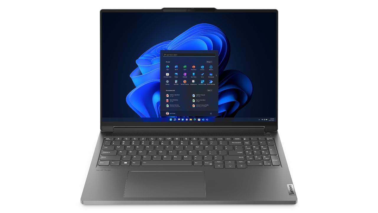 Lenovo ThinkBook 16p (Gen 4), open and seen from front.