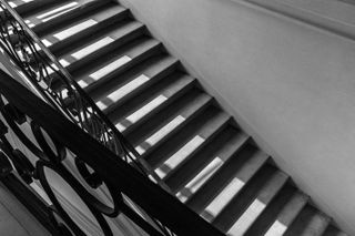 black and white picture of stairway