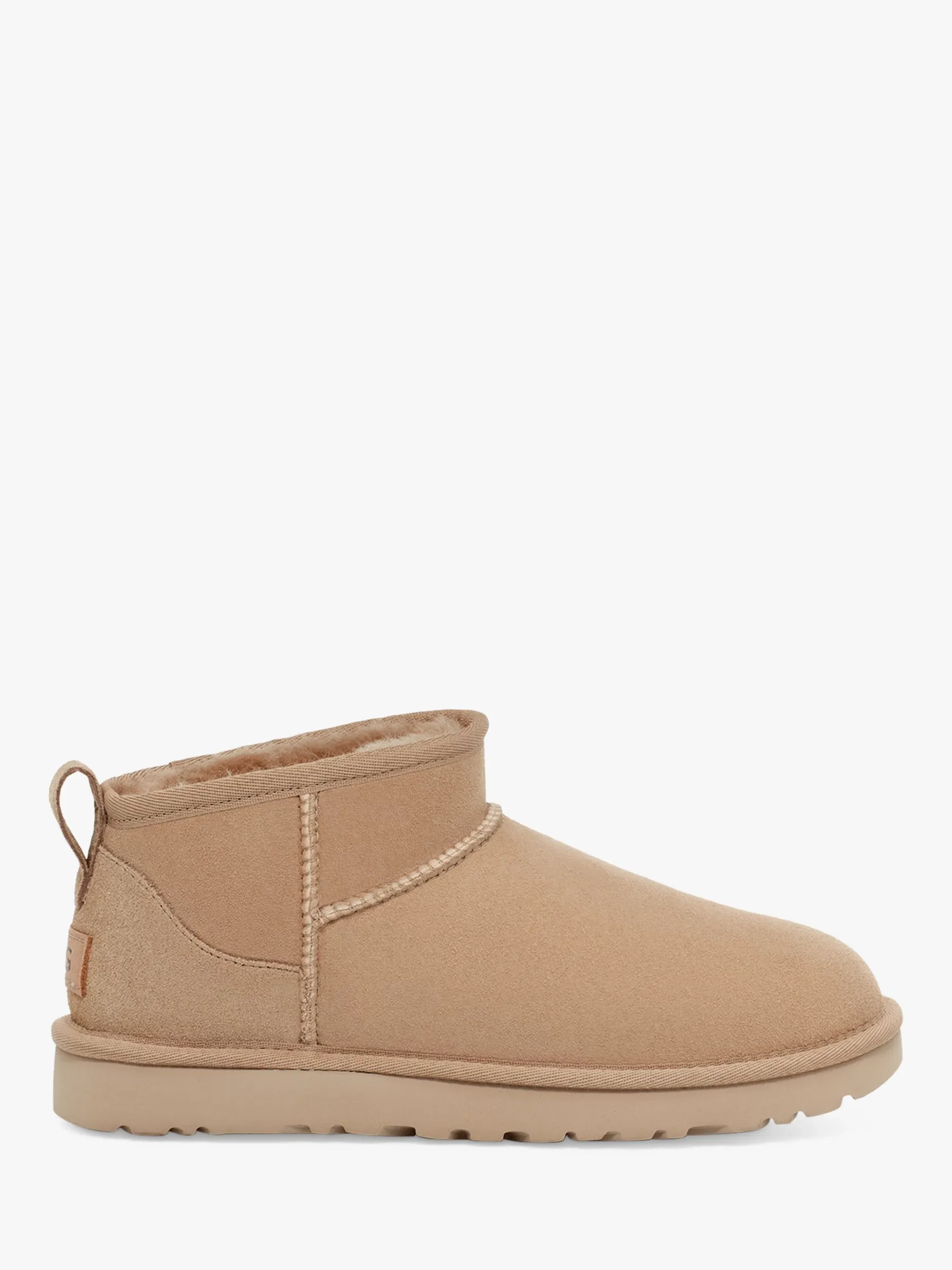 Ugg Classic Ultra Mini Sheepskin and Suede Ankle Boots, Sand