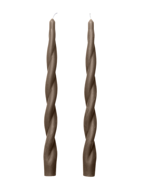 Brown Twisted Taper Candles, Set of 2