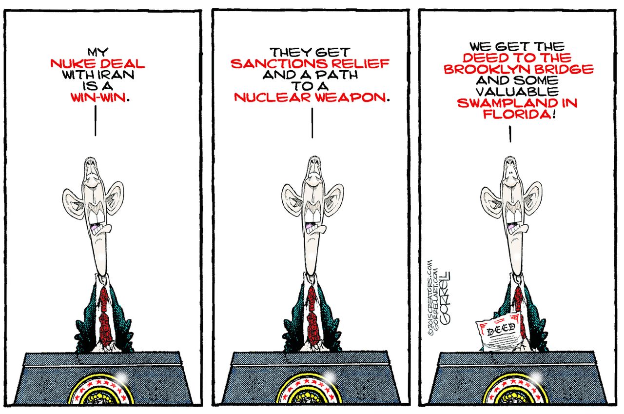 Obama cartoon World Iran Nuclear Deal