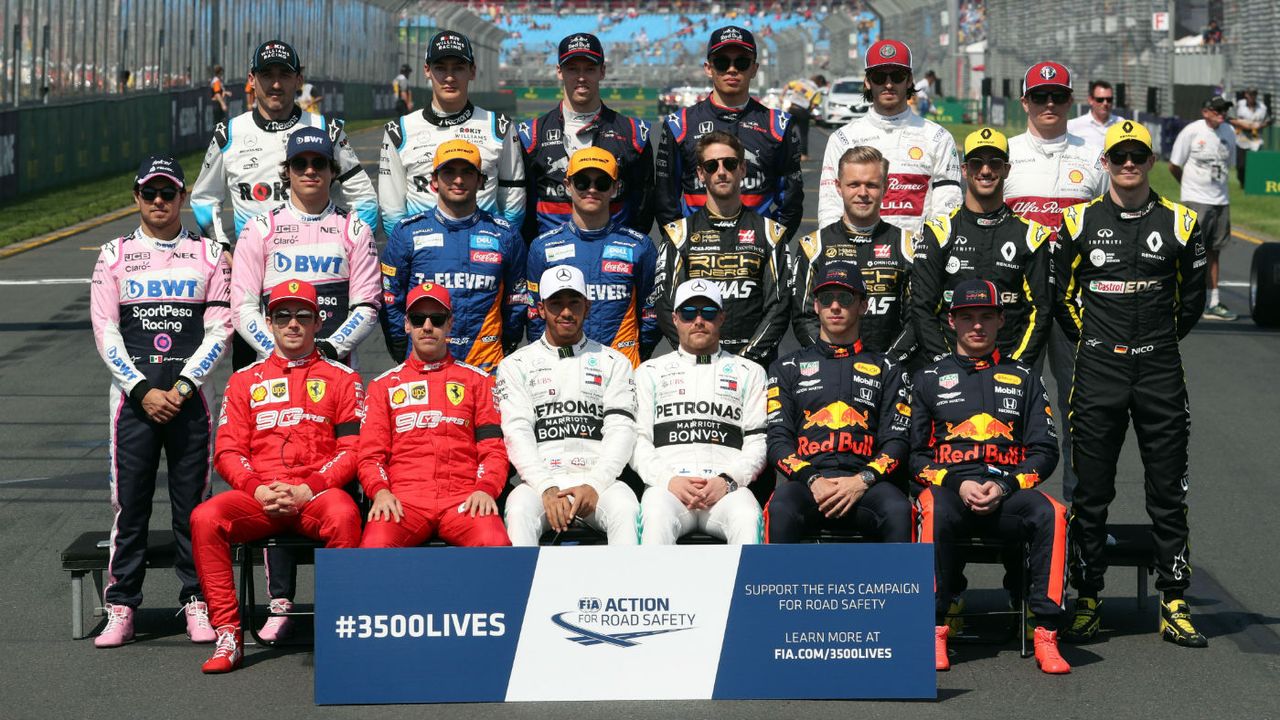 The class of 2019 line up before the first grand prix of the season in Australia