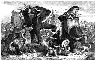 Elephants, the largest land mammals on Earth, made their mark in ancient warfare as creatures capable of devastating packed formations of enemy troops.