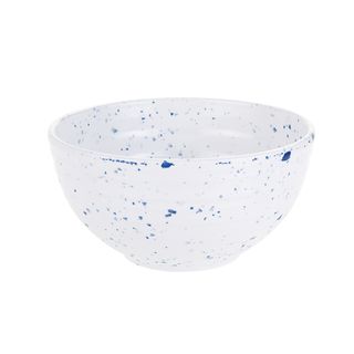 blue and white coloured bowl with white background