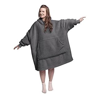 Silentnight Snugsie Oversized Blanket Hoodie – Big Ultra Soft Sherpa Fleece Warm Cosy Hooded Giant Wearable Blanket Hoody Throw for Women Men Adults Teens – Charcoal Grey