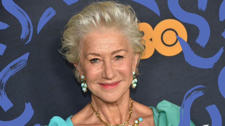 helen mirren on the red carpet with one of the best short hairstyles for women over 50, a feathered short crop 