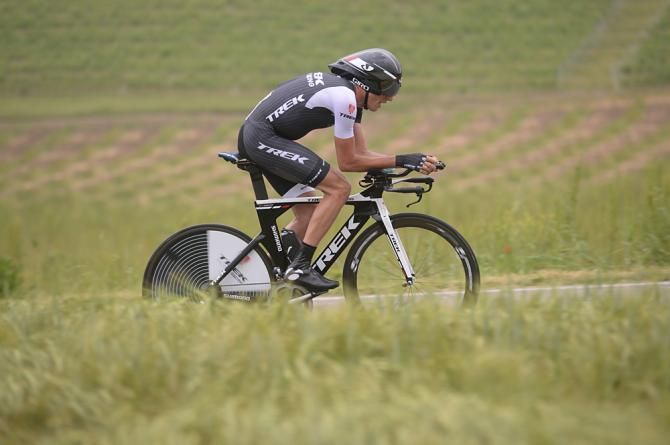 Robert Kiserlovski (Trek) certainly not as aerodynamic on the TT bike as most riders