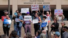 A rally outside of the Department of Labor