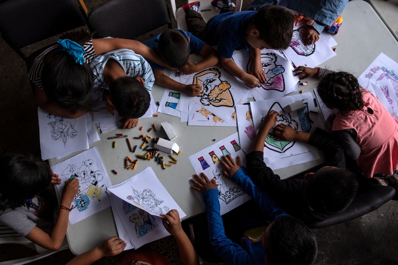 Underage migrants at a shelter in California.