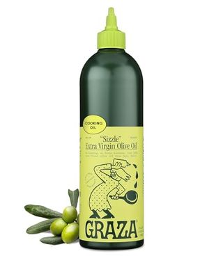 Graza Sizzle Extra Virgin Olive Oil, Cooking Oil - High Polyphenol Peak Harvest Evoo Cooking Oil in a Squeeze Bottle - Single Origin Olive Oils From Spain - 25.3 Fl Oz (750ml)