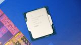 Intel Core i5 14600K on a blue box with Intel logo on it.