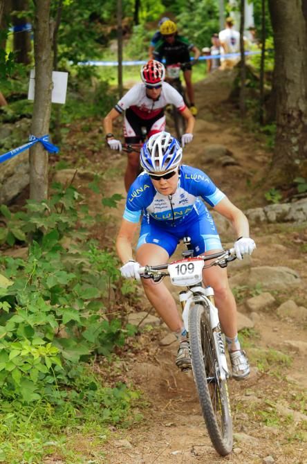 Georgia Gould (Luna Pro Team) exiting one of the two rock gardens