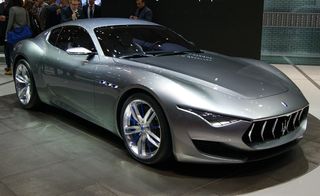 Silver Maserati Alfieri on display