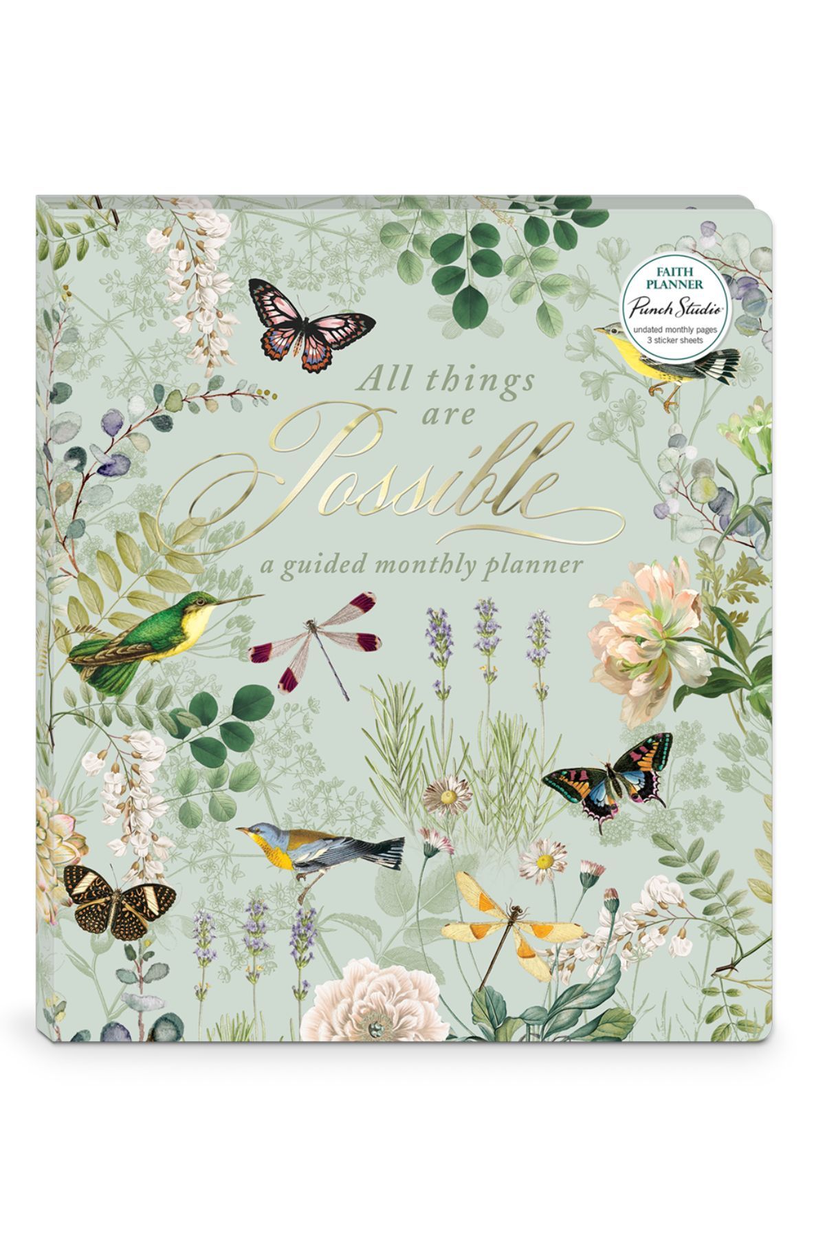 mint green planner with butterflies