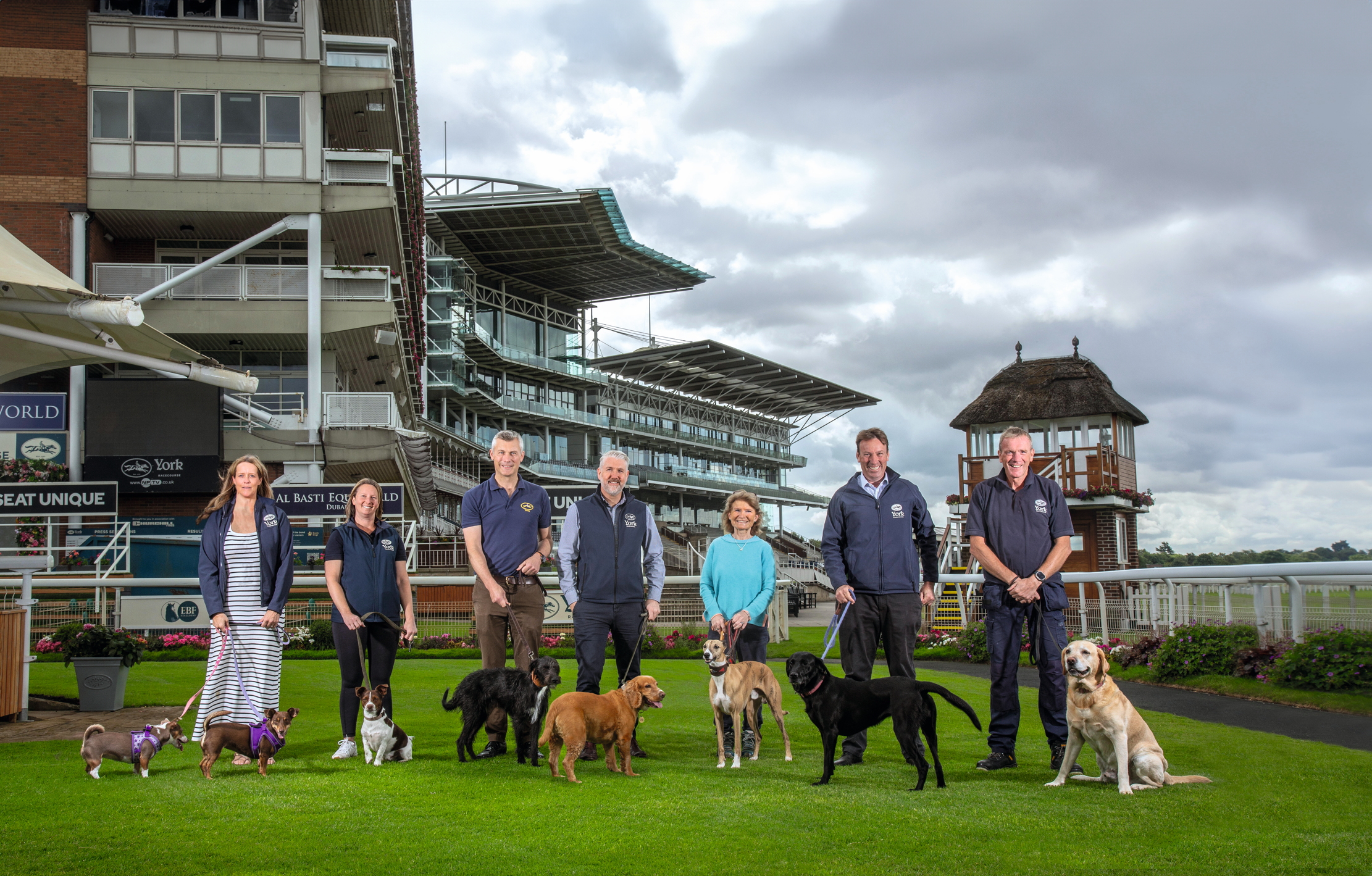 The staff of York Racecourse with their dogs