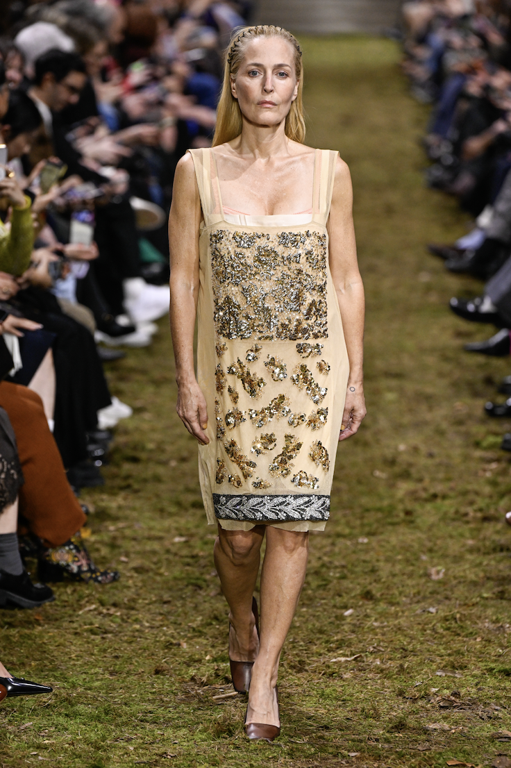 Gillian Anderson made her Miu Miu runway debut for the Fall 2026 fashion show
