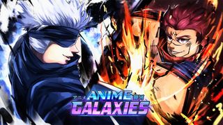 Press shot for Anime Galaxies codes showing two characters facing off as flames burst between them
