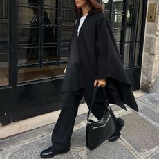 @deborabrosa black wool cape outfit image