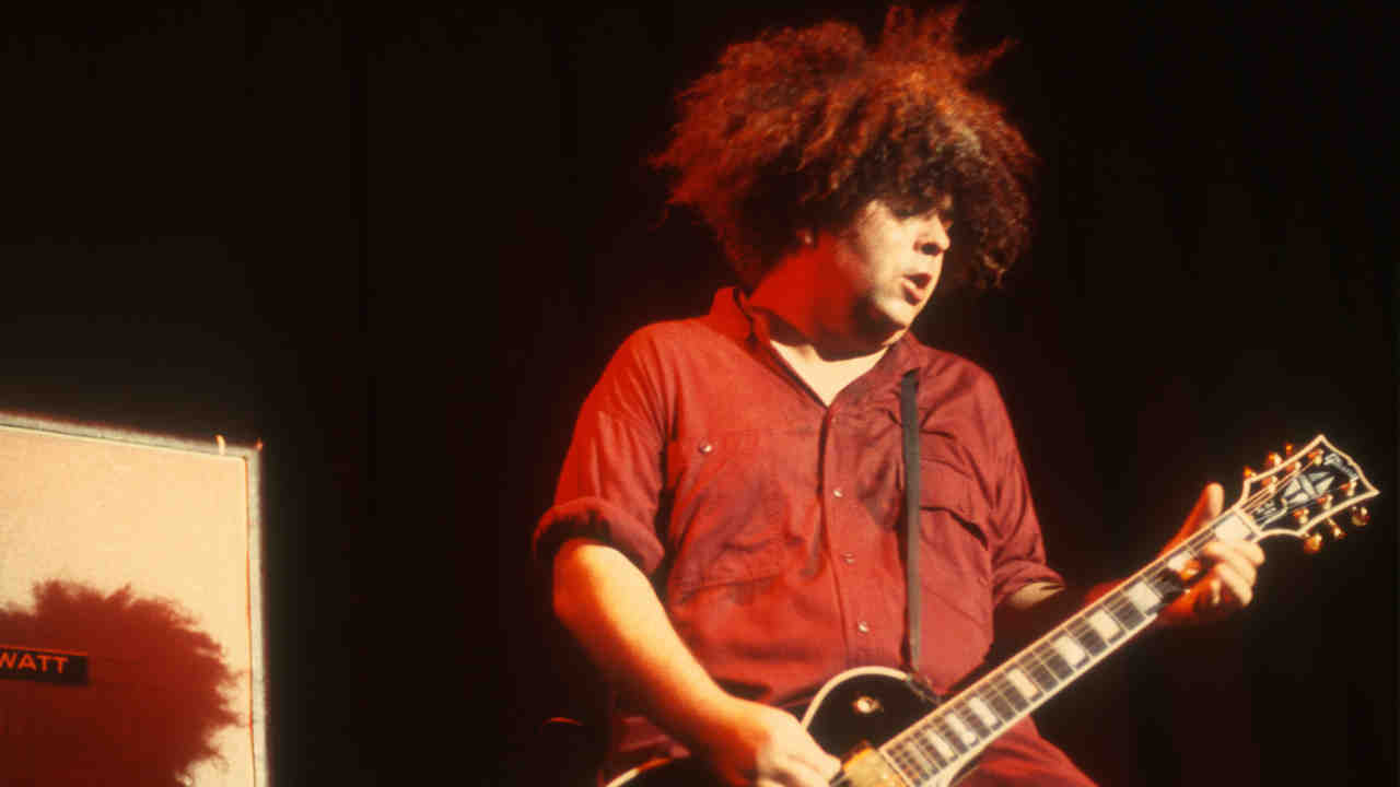 Melvins&amp;rsquo; Buzz Osbourne performing onstage in the ,mid-90s