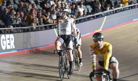 Stefan B&ouml;tticher wins the keirin on round 3 of the UCI Track Champions League in London