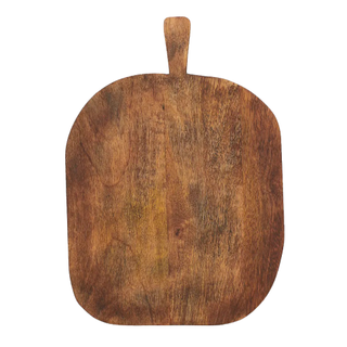 An organic shape mango wood chopping board with irregular edges
