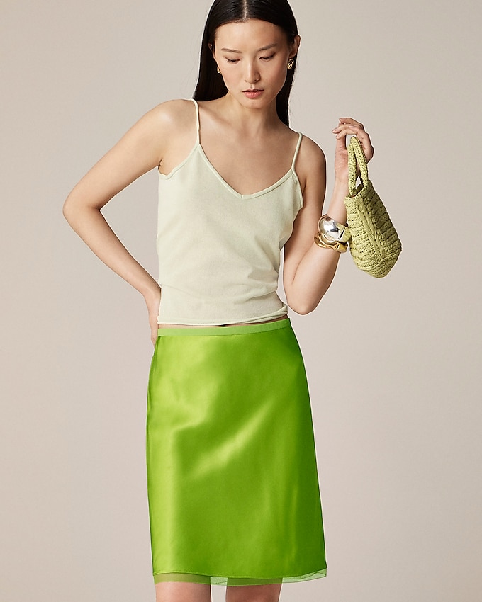 Gwen Knee-Length Slip Skirt in Viscose Charmeuse
