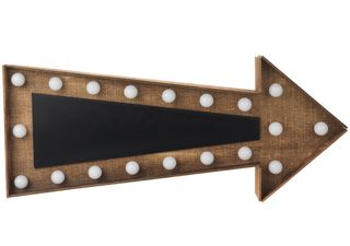 wooden direction arrow with lights