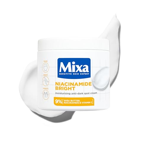 Mixa Cream, Niacinamide Bright Moisturizing Anti-Dark Spot Cream, Body Care Dark Spot Corrector for Uneven Tone, With 9% Niacinamide, Shea Butter &amp;amp; Vitamin C, 400ml