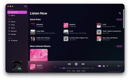 A screenshot of the YM Pro hi-res audio player for Mac