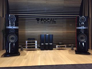 Inside the Focal demo room: Grande Utopias paired with Naim Statement NAC S1 preamp and NAP S1 monoblocs