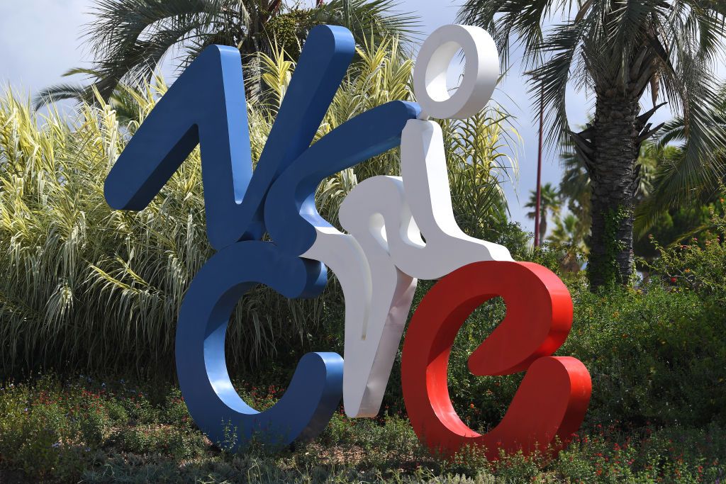 NICE FRANCE AUGUST 28 Nice City Detail view Statue during the 107th Tour de France 2020 Team Trek Segafredo Training TDF2020 LeTour on August 28 2020 in Nice France Photo by Tim de WaeleGetty Images